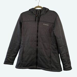 Columbia Women's Quilted Hooded Jacket Size Large Gray Full Zipper Pockets